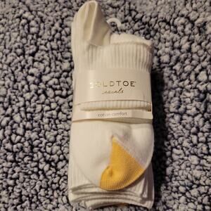6 Pairs Womens White GoldToe Cotton Turn Cuff Socks Size 6-9